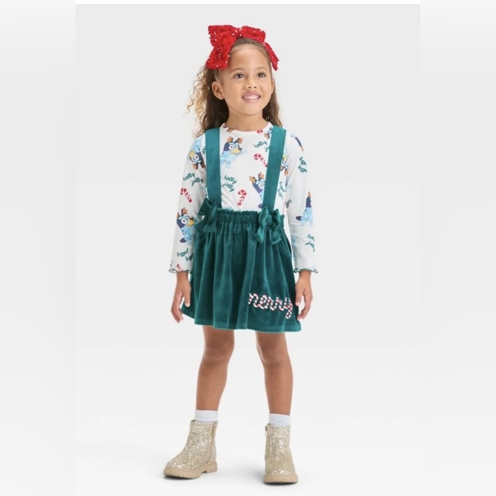 4T Bluey Velvet Christmas Dress